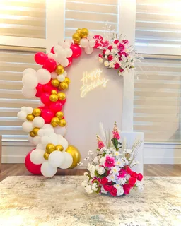 Hot pink, white, gold birthday decor - image 5