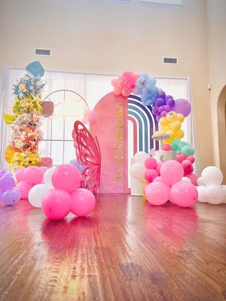 Pastel themed butterfly birthday decor