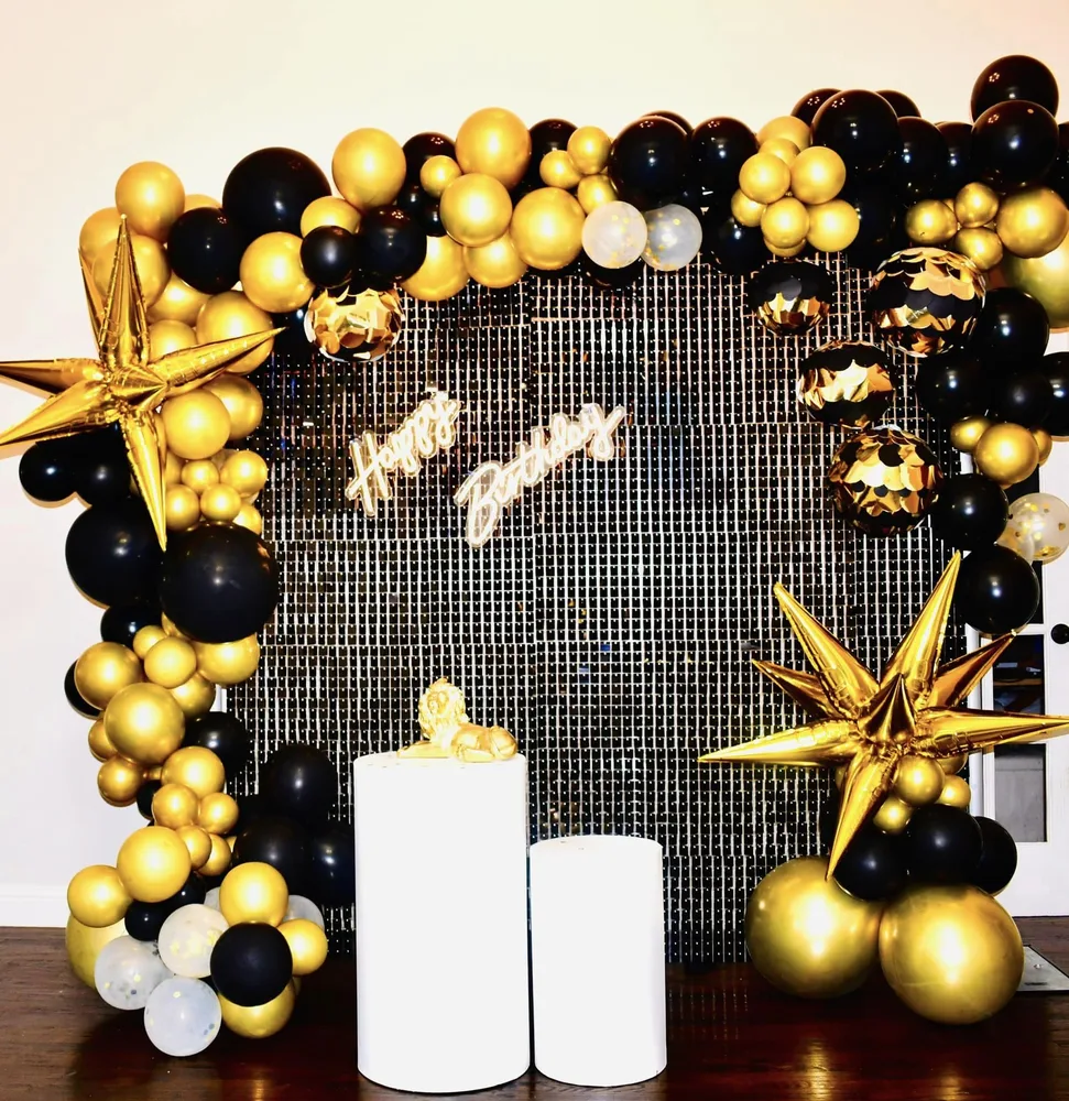 Black Shimmer Wall Birthday Decor