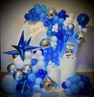 Silver/White /Blue Birthday Decor(Round Arch) - image 2