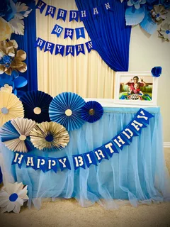 Blue/Silver/White Paper Flower Birthday Decor - image 4