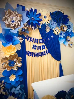 Blue/Silver/White Paper Flower Birthday Decor - image 5