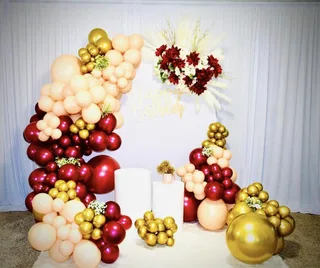 Gold/Burgundy/Champange Birthday Decor (Round Arch) - image 5