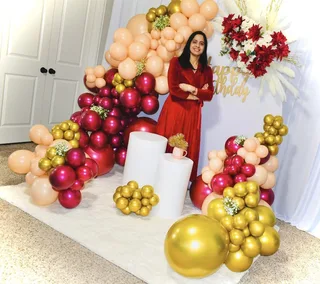 Gold/Burgundy/Champange Birthday Decor (Round Arch) - image 9